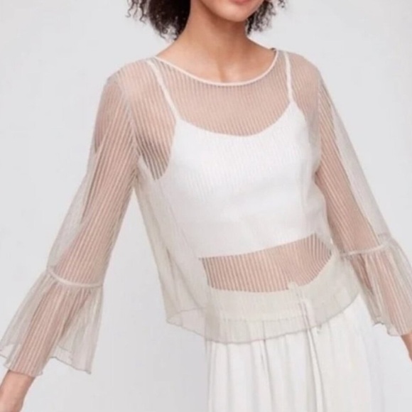 Aritzia Tops - Aritzia Babaton Humbert Sheer Blouse Bell Sleeves Size Small